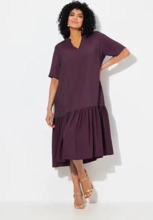 Ulla Popken Midikleid Midikleid Volantsaum A-Linie