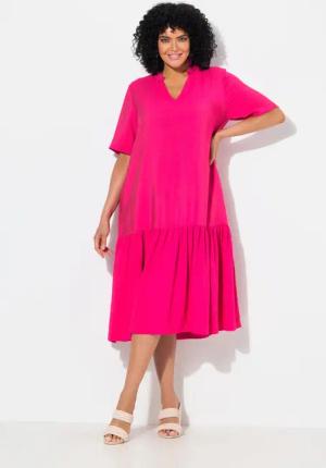 Ulla Popken Midikleid Midikleid Volantsaum A-Linie