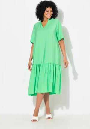 Ulla Popken Midikleid Midikleid Volantsaum A-Linie
