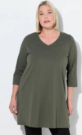 Ulla Popken Longshirt Longshirt A-Linie V-Ausschnitt
