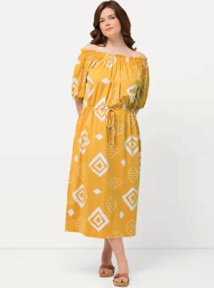 Ulla Popken Midikleid Maxikleid Carmen-Ausschnitt Halbarm