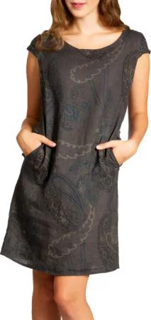 Caspar Sommerkleid SKL022 Damen Sommer Leinenkleid