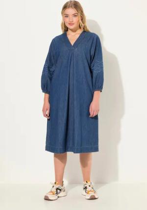 Laurasøn Jerseykleid Jeanskleid 3/4 Arm V-Ausschnitt