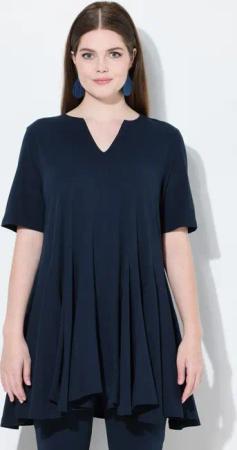 Ulla Popken T-Shirt T-Shirt A-Linie Tunika-Ausschnitt