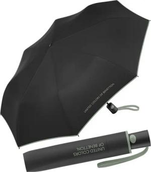 United Colors of Benetton Taschenregenschirm Mini Automatik FS 2024 - black-iceberg, leuchtende Modefarben mit kontrastreichem Saum