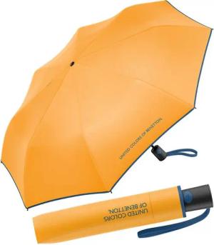 United Colors of Benetton Taschenregenschirm Mini Automatik FS 2024 - saffron, leuchtende Modefarben mit kontrastreichem Saum
