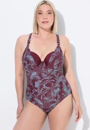 Ulla Popken Badeanzug Badeanzug Dschungel Softcups