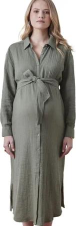 vertbaudet Maxikleid Hemdblusenkleid aus Musselin, Schwangerschaft