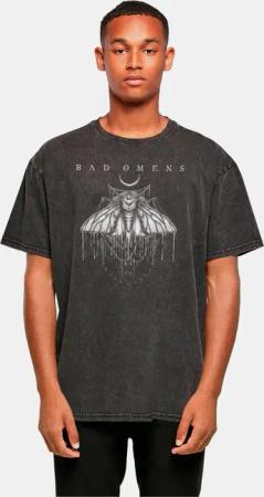 Merchcode Bad Omens Moth Acid Washed Heavy Oversized Tee