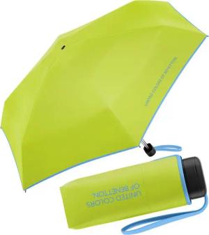 United Colors of Benetton Taschenregenschirm Ultra Mini Flat FS 2024 - acid lime, leuchtende Modefarben mit kontrastreichem Saum