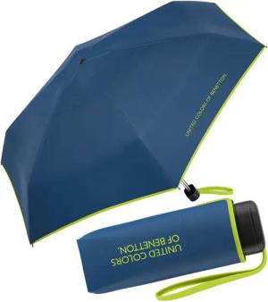 United Colors of Benetton Taschenregenschirm Ultra Mini Flat FS 2024 - blue sapphire, leuchtende Modefarben mit kontrastreichem Saum