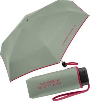 United Colors of Benetton Taschenregenschirm Ultra Mini Flat FS 2024 - iceberg green, leuchtende Modefarben mit kontrastreichem Saum