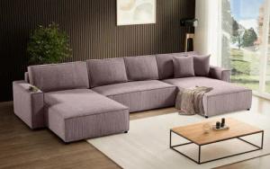 Beautysofa Ecksofa U-Form Parys, mit Schlaffunktion,