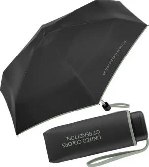 United Colors of Benetton Taschenregenschirm Ultra Mini Flat FS 2024 - black-iceberg, leuchtende Modefarben mit kontrastreichem Saum