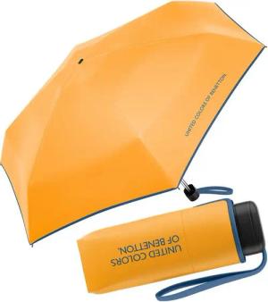 United Colors of Benetton Taschenregenschirm Ultra Mini Flat FS 2024 - saffron, leuchtende Modefarben mit kontrastreichem Saum