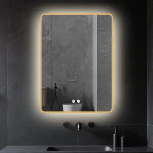 Apejoy Badspiegel 60x80cm LED Schwarz Gold