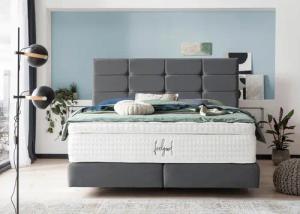 BettCo Boxspringbett Kansas (in Dunkelgrau Velours,
