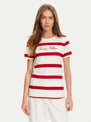 Tommy Hilfiger T-Shirt Script WW0WW45746 Rot Regular Fit
