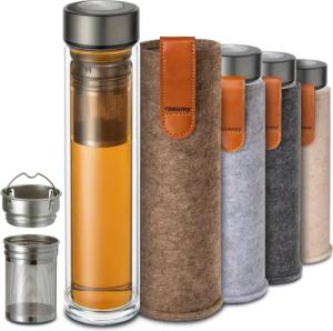 Cosumy Isolierflasche Glas Teeflasche mit Sieb