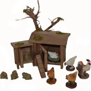Alfred Kolbe Krippen-Zubehör "Hühner- mit Hasenstall inkl. Hühner und Hasen, Weihnachtsdeko"