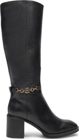 Tommy Hilfiger Stiefel Th Chain Leather Long Boot FW0FW08182 Schwarz