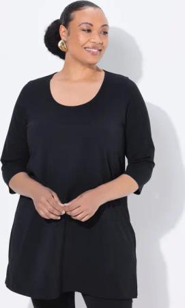 Ulla Popken Longshirt Longshirt A-Linie Rundhalsausschnitt