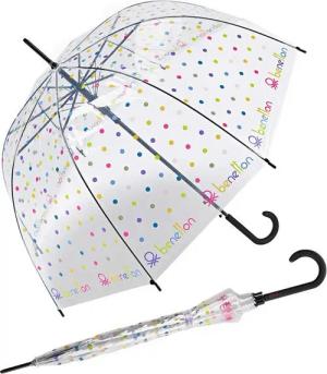 United Colors of Benetton Stockregenschirm Glockenschirm mit Automatik transparent-farbig, bedruckt mit bunten Punkten - Signature Dot