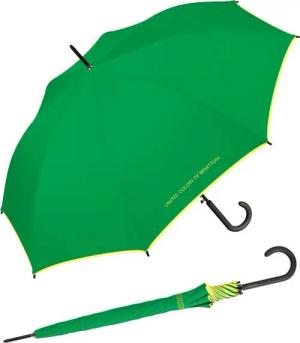United Colors of Benetton Stockregenschirm großer Regenschirm mit Auf-Automatik und Logo, einfarbig mit Kontrastfarben am Schirmrand
