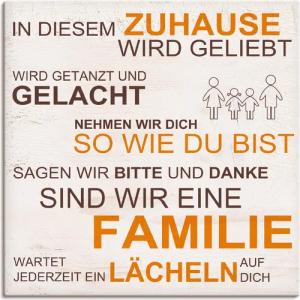 Artland Leinwandbild "In diesem Zuhause - beige", Sprüche & Texte, (1 St.), auf Keilrahmen gespannt