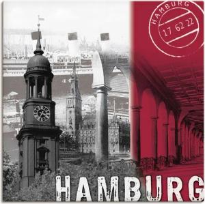 Artland Wandbild "Hamburg bordeauxrot", Deutschland, (1 St.), als Leinwandbild, Poster in verschied. Größen