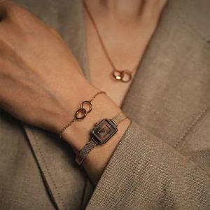 Daniel Wellington Uhr - Dw Quadro Mini Melrose Rg 15X18Mm Amber Sunray - Gr. unisize - in Gold - für Damen