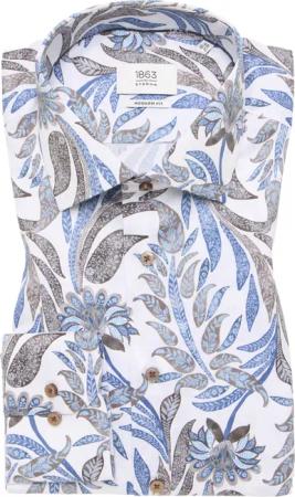MODERN FIT Hemd in hellblau bedruckt
