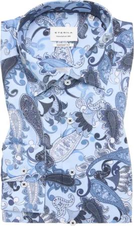 COMFORT FIT Hemd in blau bedruckt
