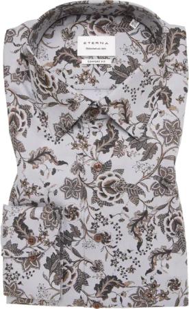 COMFORT FIT Hemd in silber bedruckt
