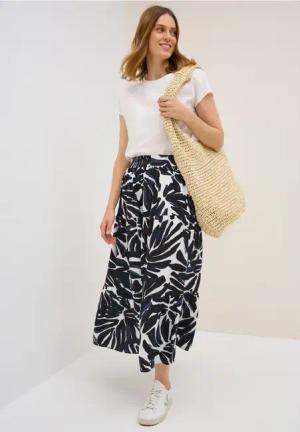 Cecil Damen Maxi-Rock mit Volants in Blau, Gr: M