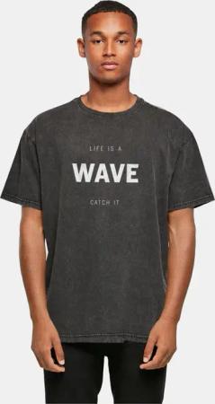 POD Summer - Life is a wave Acid Washed Oversize Tee