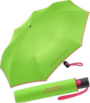 United Colors of Benetton Taschenregenschirm Mini Automatik HW 2023 - green flash, leuchtende Modefarben mit kontrastreichem Saum