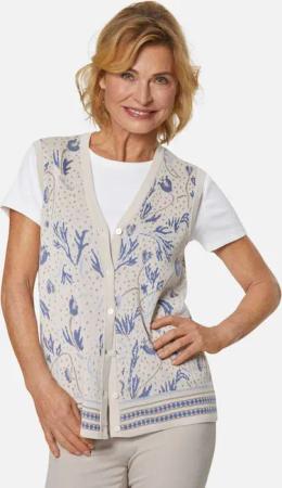 GOLDNER Strickweste Kaschierende Jacquard-Strickweste in hochwertiger