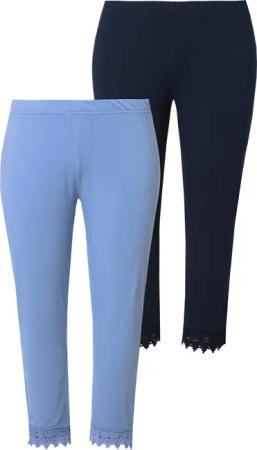 Ulla Popken Leggings 7/8-Leggings 2er-Pack Spitzensaum