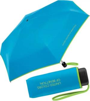 United Colors of Benetton Taschenregenschirm Ultra Mini Flat HW 2023 - malibu blue, leuchtende Modefarben mit kontrastreichem Saum