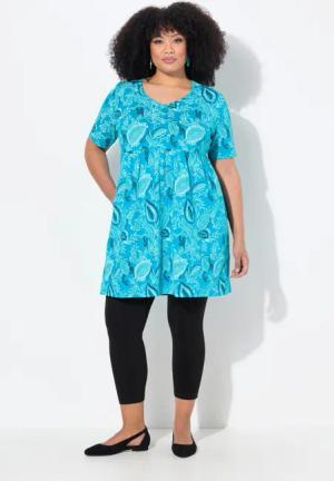 Ulla Popken Longshirt Longshirt A-Linie V-Ausschnitt