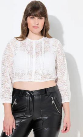 Ulla Popken Longbluse Dirndlbluse elastische Spitze