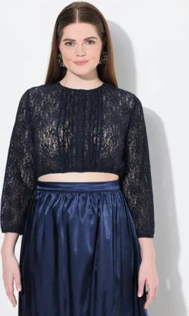 Ulla Popken Longbluse Dirndlbluse elastische Spitze