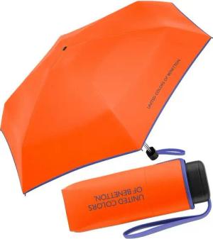 United Colors of Benetton Taschenregenschirm Ultra Mini Flat HW 2023 - red orange, leuchtende Modefarben mit kontrastreichem Saum