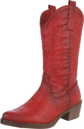 Ital-Design Damen Kniehohe Western-Stiefel mit Stickerei
