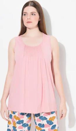 Ulla Popken Pyjama Pyjama-Top Biesen Rundhals