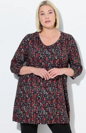 Ulla Popken Longshirt Longshirt A-Linie V-Ausschnitt