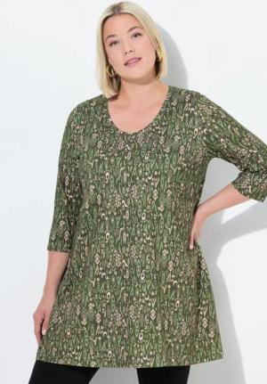 Ulla Popken Longshirt Longshirt A-Linie V-Ausschnitt