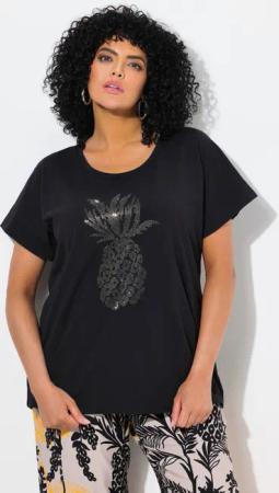 Ulla Popken T-Shirt T-Shirt Zierstein-Ananas Oversized