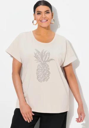 Ulla Popken T-Shirt T-Shirt Zierstein-Ananas Oversized